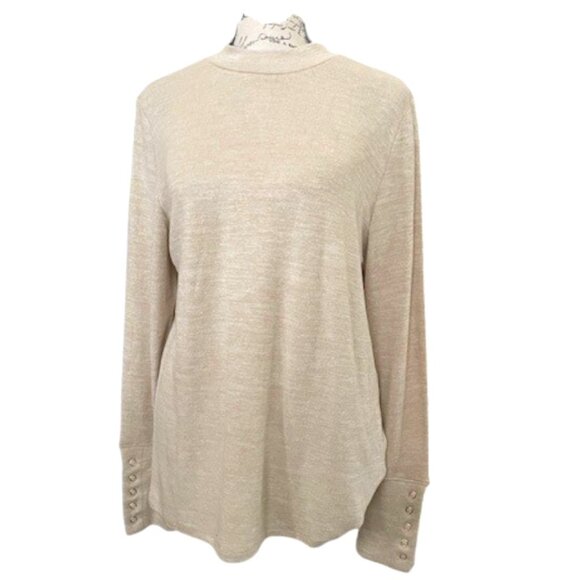 Rafaella Mock Neck Snap Cuff Sweater - Picture 1 of 10